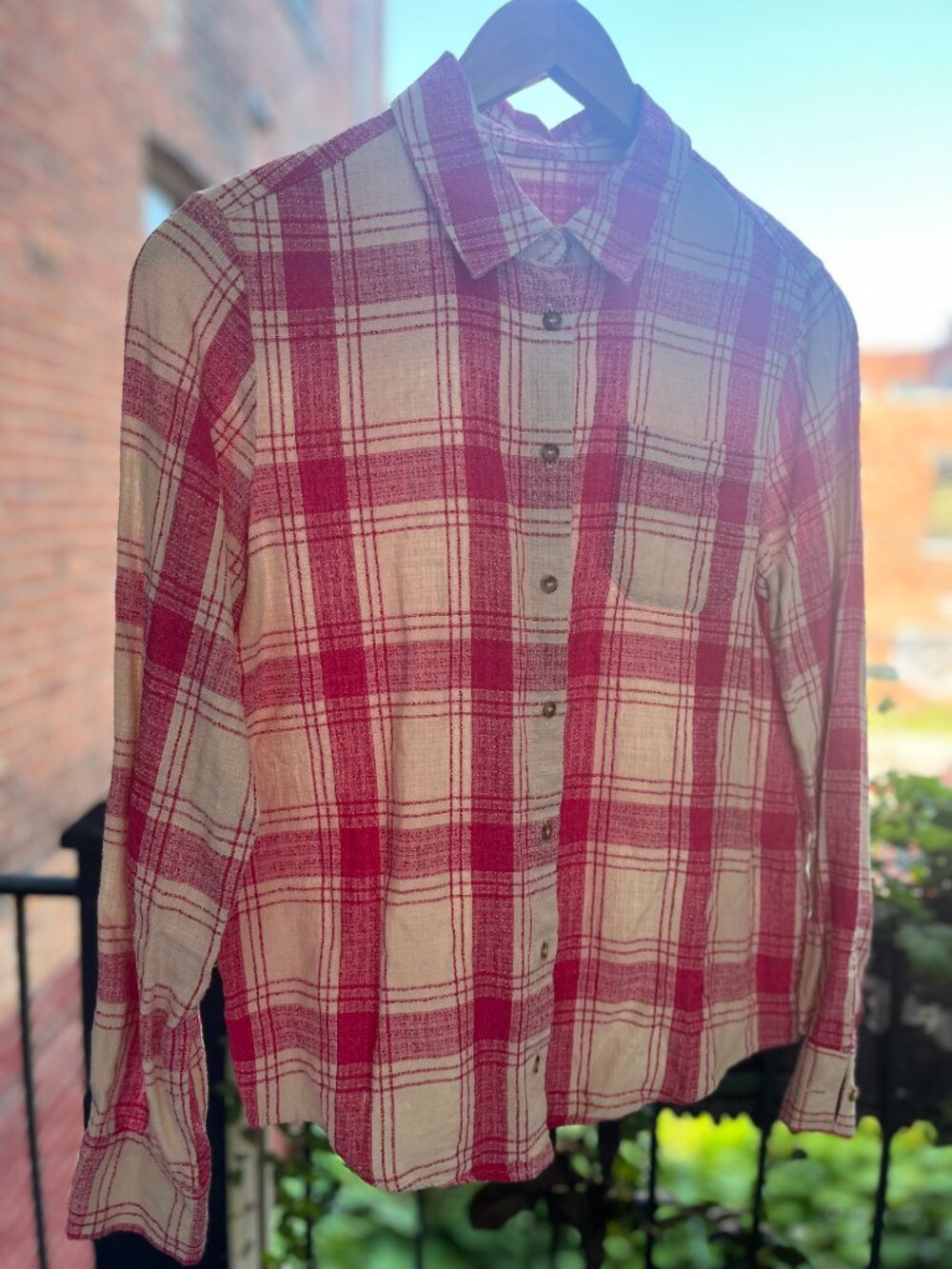 Sézane, size 36, Tomboy Shirt in Pink / White Maxi Check, a long-sleve.